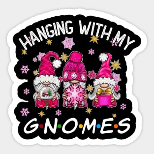 Funny Christmas Gnome Hanging With My Gnomies Family Pajamas Sticker